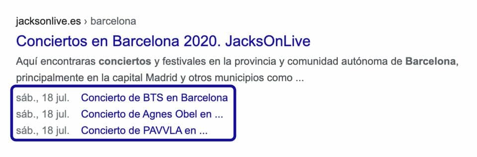 Rich Snippets d'esdeveniments