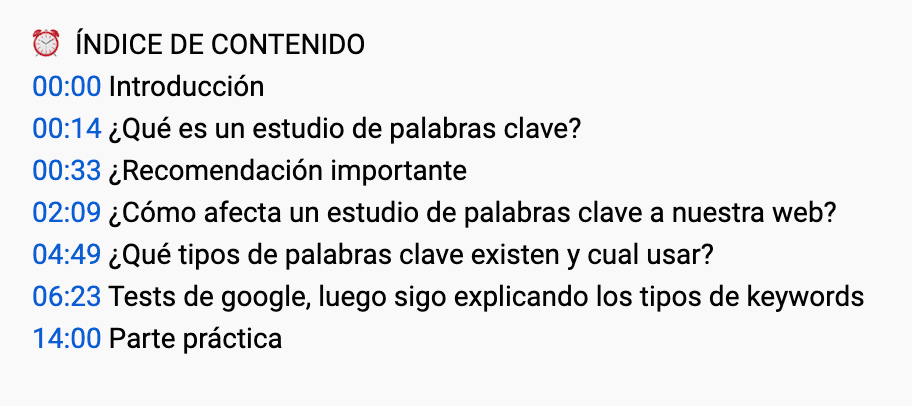 minutatges del vídeo