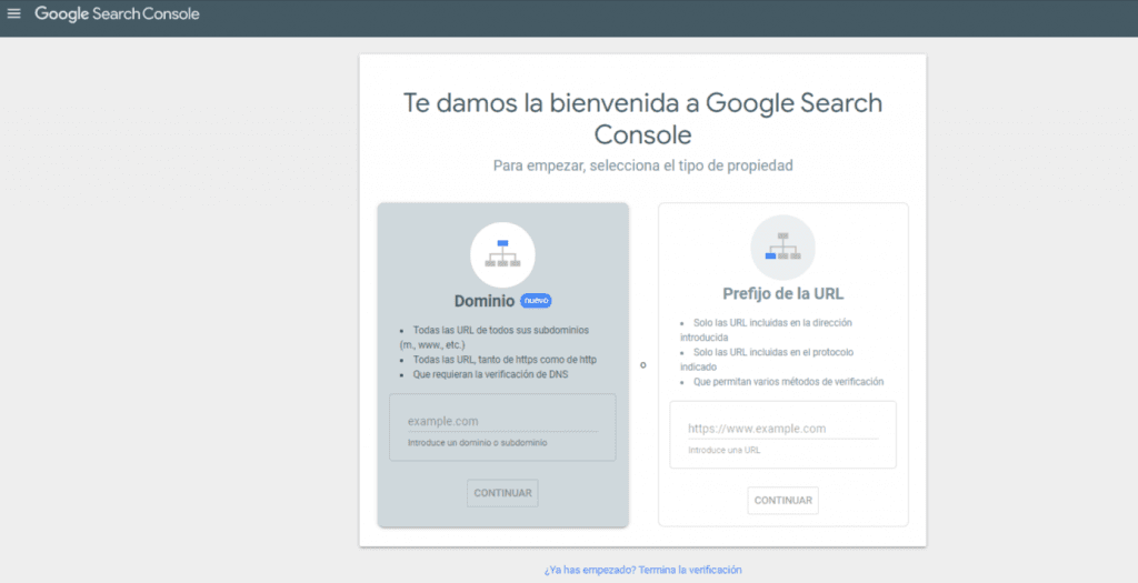verificar propietat search console
