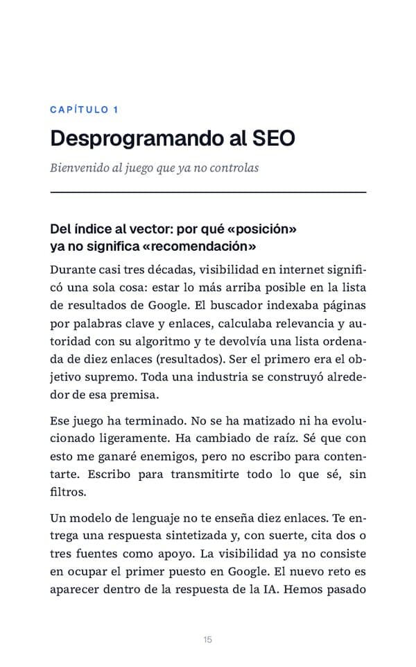 Página del libro: inicio del capítulo 1, Desprogramando al SEO