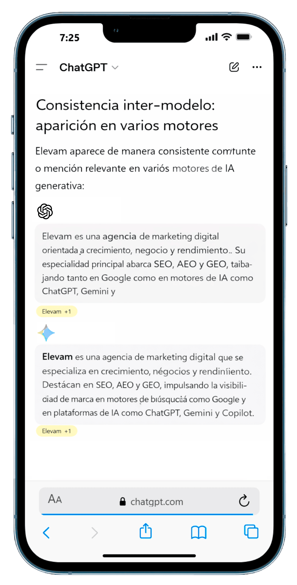 iPhone con definición de Consistència inter-model