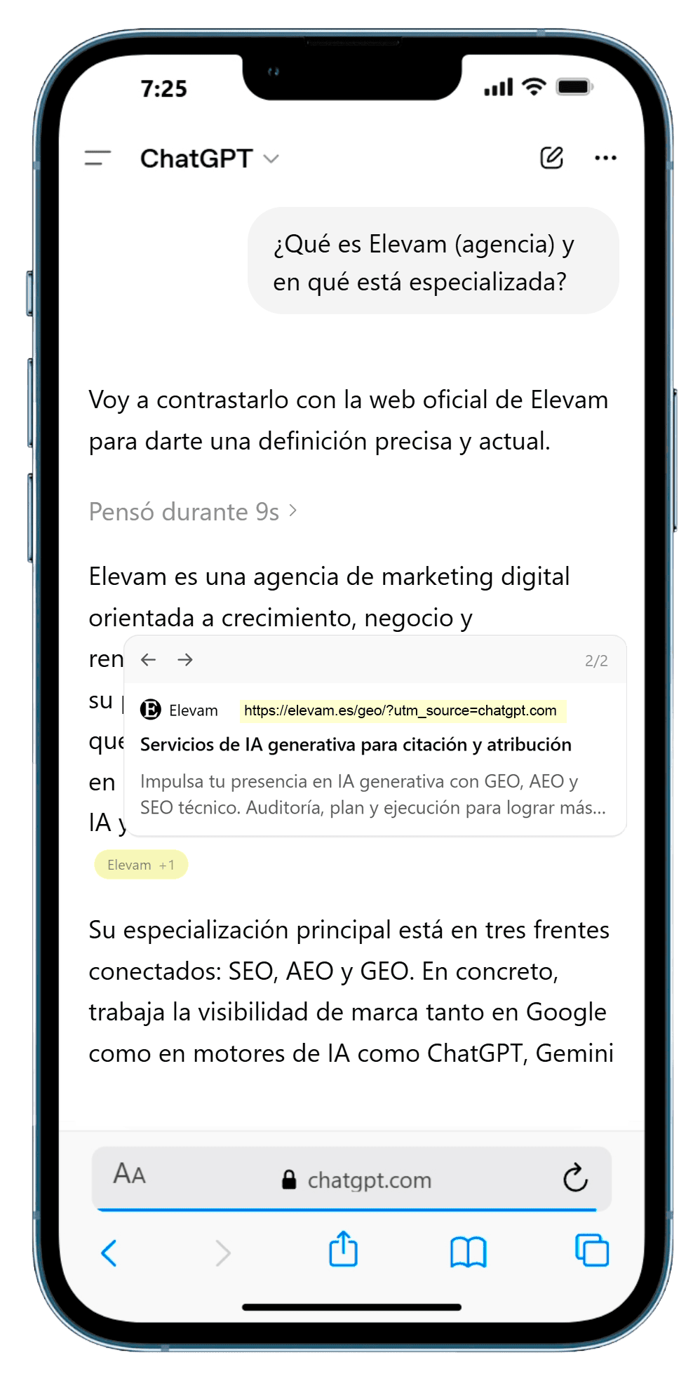URL atribuida: la IA atribuye la respuesta a la URL correcta para esa intención.
