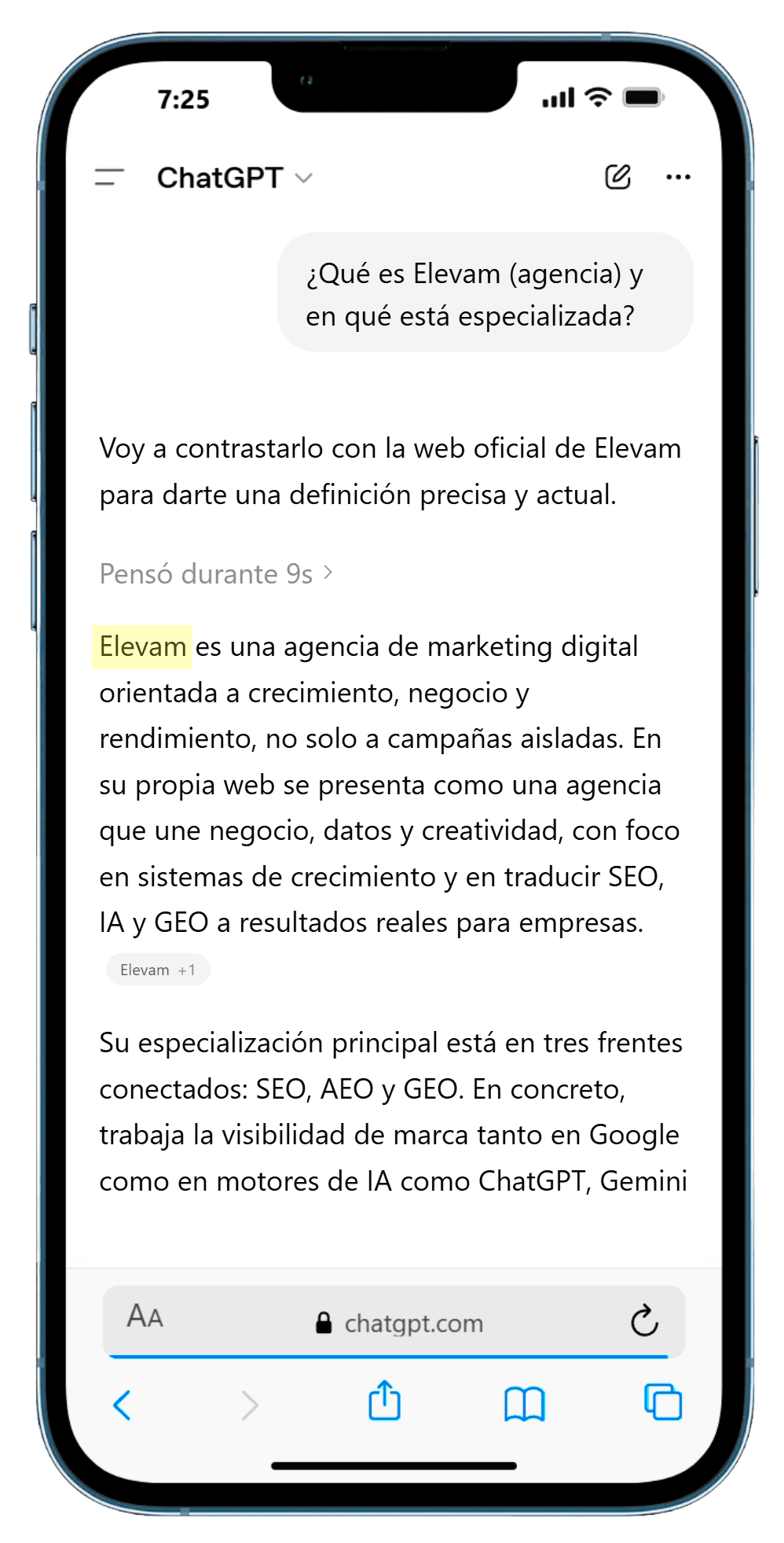 Mención: la marca aparece en la respuesta.